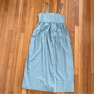 Uniqlo linen blend midi summer dress in blue size Small